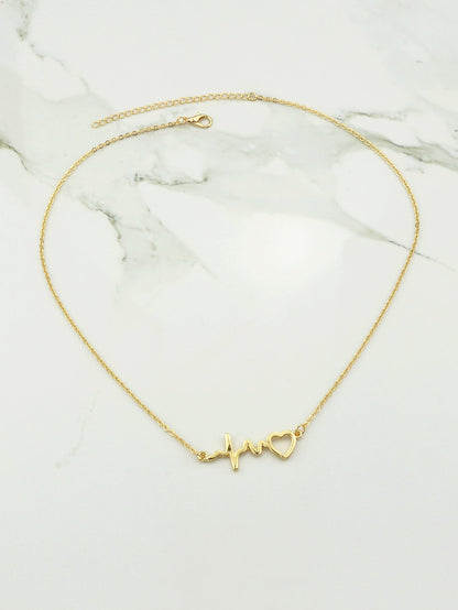 Minimalist Jewelry Gold Silver Chain Heartbeat Pendant Necklace Party Decoration-2