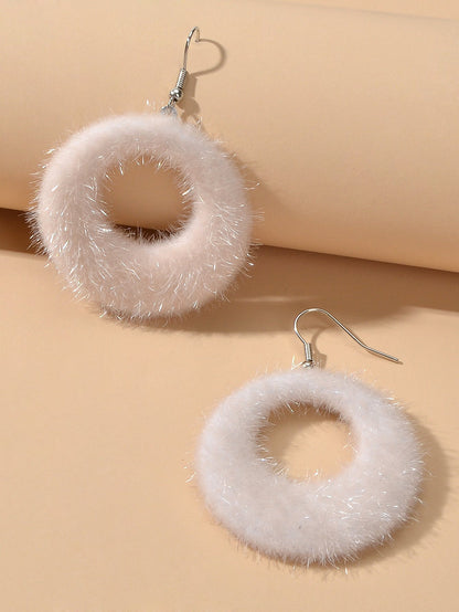 Unique Designer White Circle Big Chunky Dangle Earrings for Women Party Holiday-2