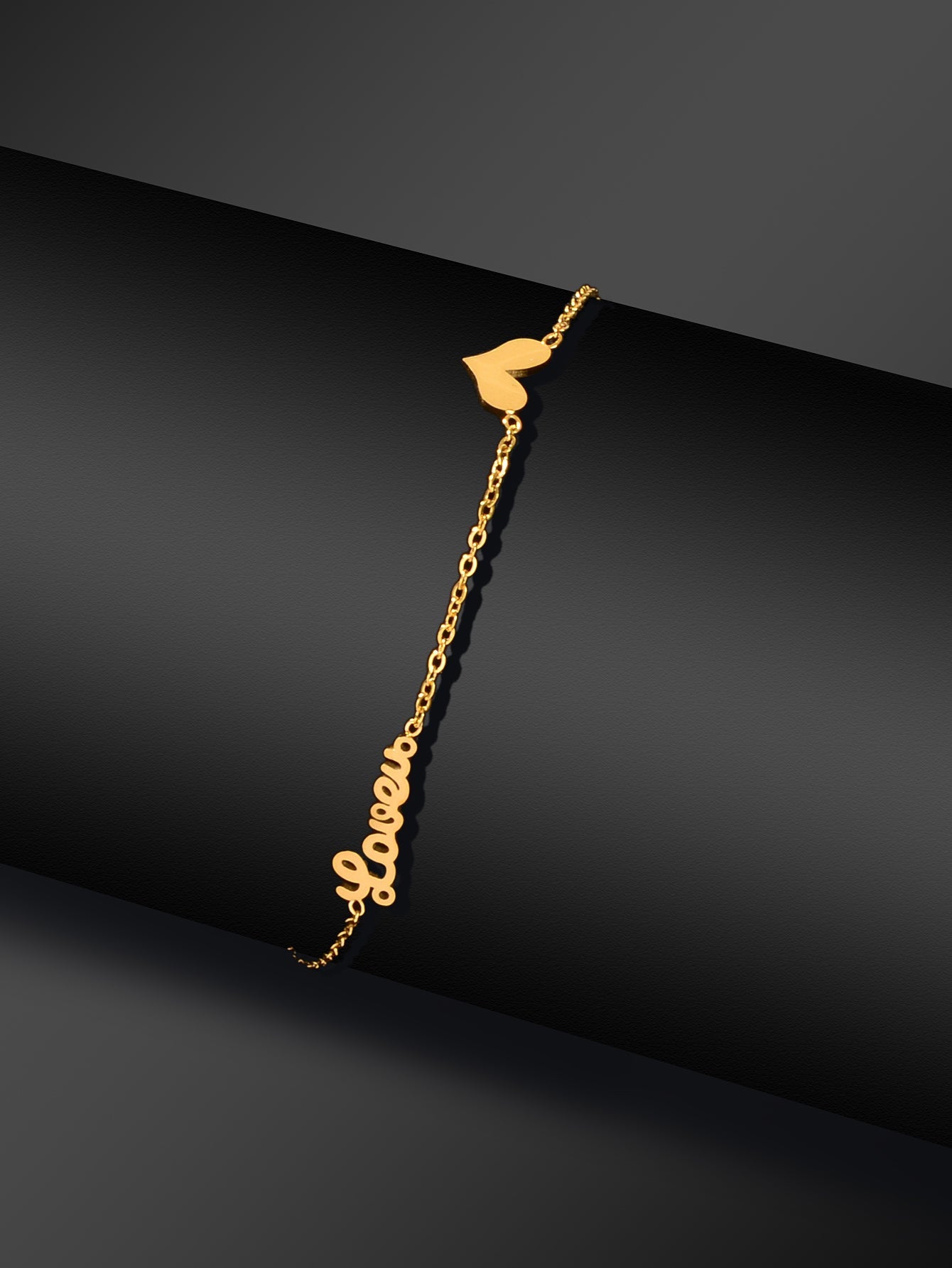 Minimalist Beach Foot Jewelry Gold Chain Heart Charm Love Letter Anklet Bracelet-2