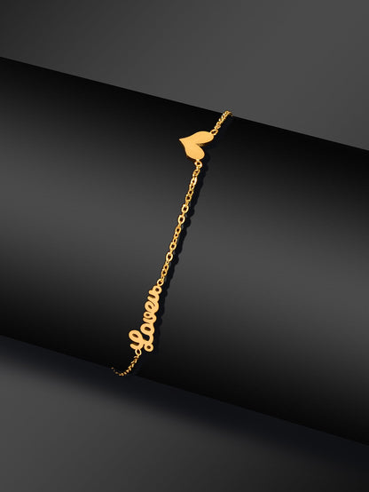 Minimalist Beach Foot Jewelry Gold Chain Heart Charm Love Letter Anklet Bracelet-2