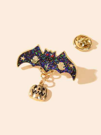 Gothic Punk Halloween Accessories Ghost Star Black Bat Pumpkin Brooch Pin Badge-2