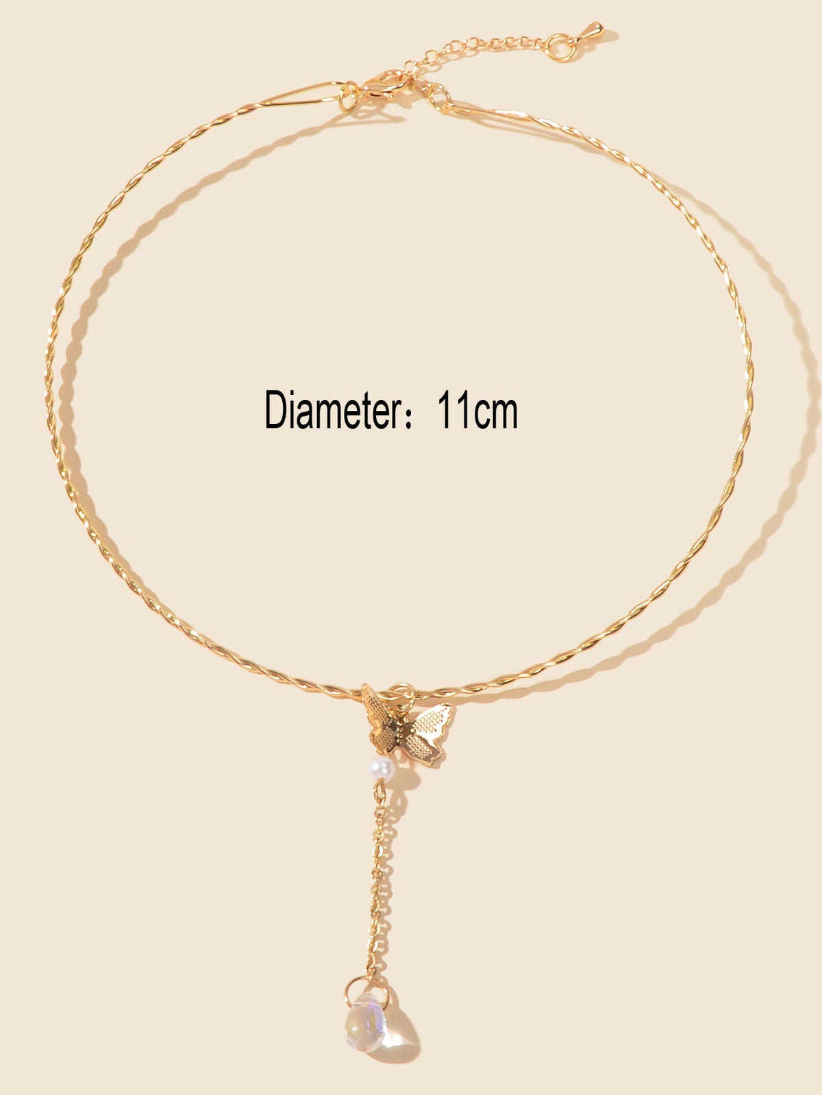 Designer Jewelry Gold Short Choker Collar Butterfly Beads Charm Trendy Necklace-2