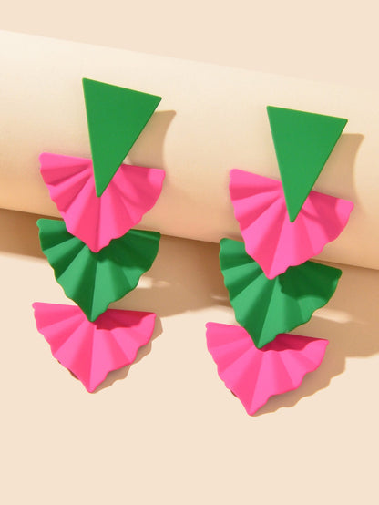 Y2k Style Candy Color Geometric Sector Triangle Stud Earrings Girl Party Jewelry-2