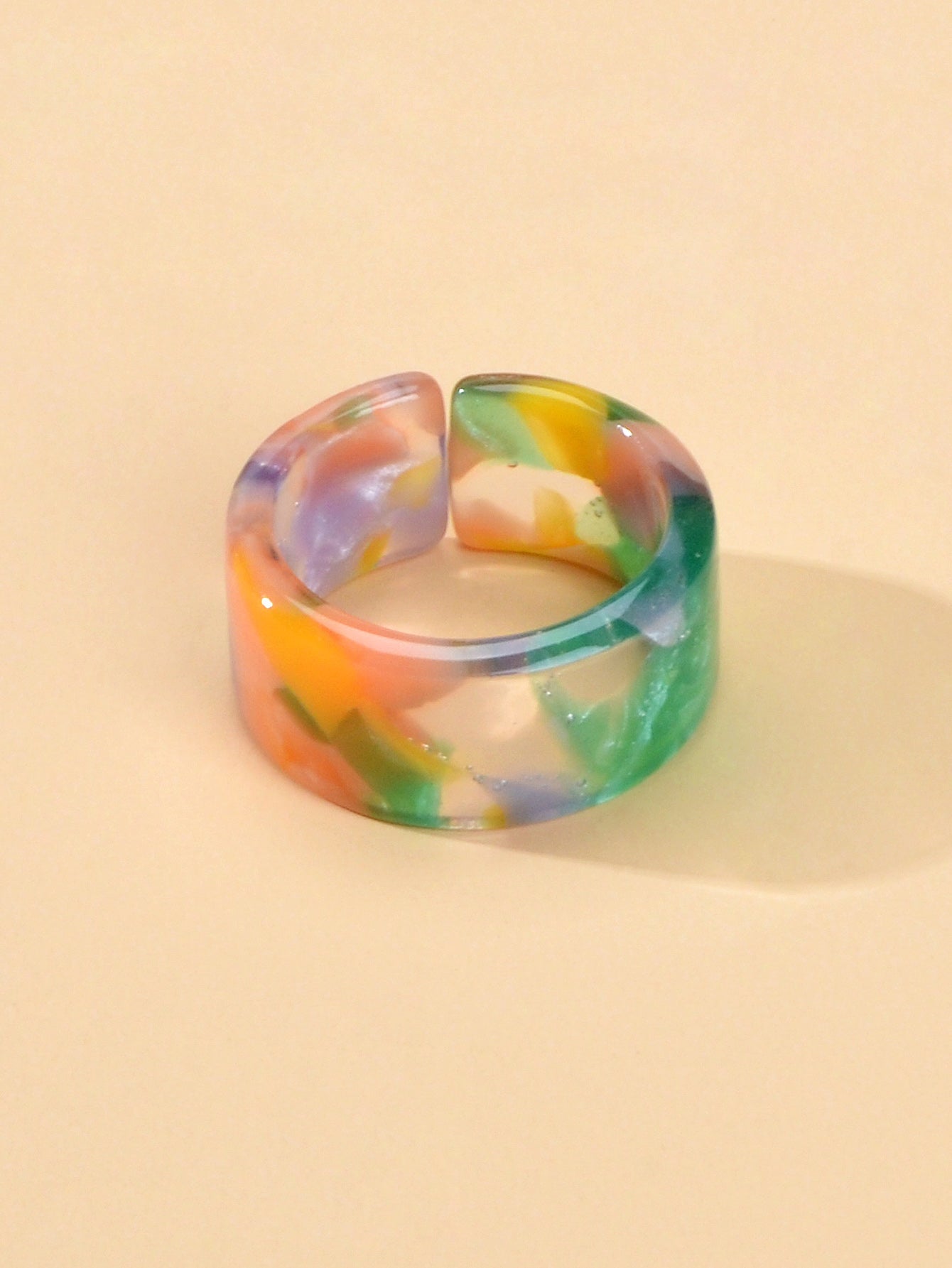 Transparent Acrylic Geometric Finger Chunky Ring Boho Chic Cuff Ring Band Gift-2