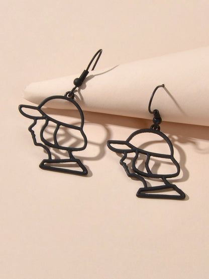 Metal Baseball Boy Grunge Rock Cool Earrings Abstract Art Gift Hollow Jewellery-2