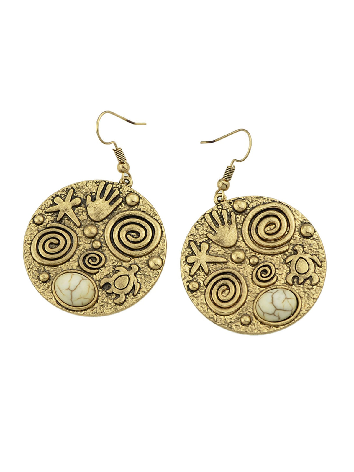 Turquoise Hand Turtle Starfish Round Earrings Designer Traditional Jewellery-2