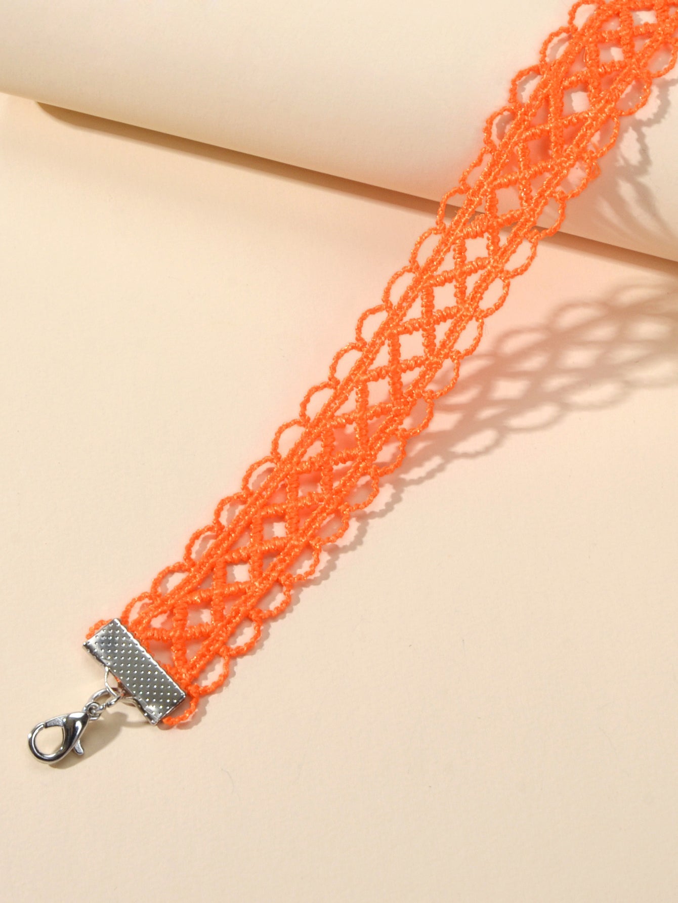 Gothic Punk 90s Blue Orange Lace Geometric Tattoo Choker Necklace Grunge Collar-2