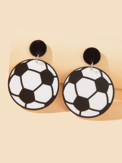 Handmade Acrylic Football World Cup Dangle Drop Earrings Unique Soccer Jewellery-2