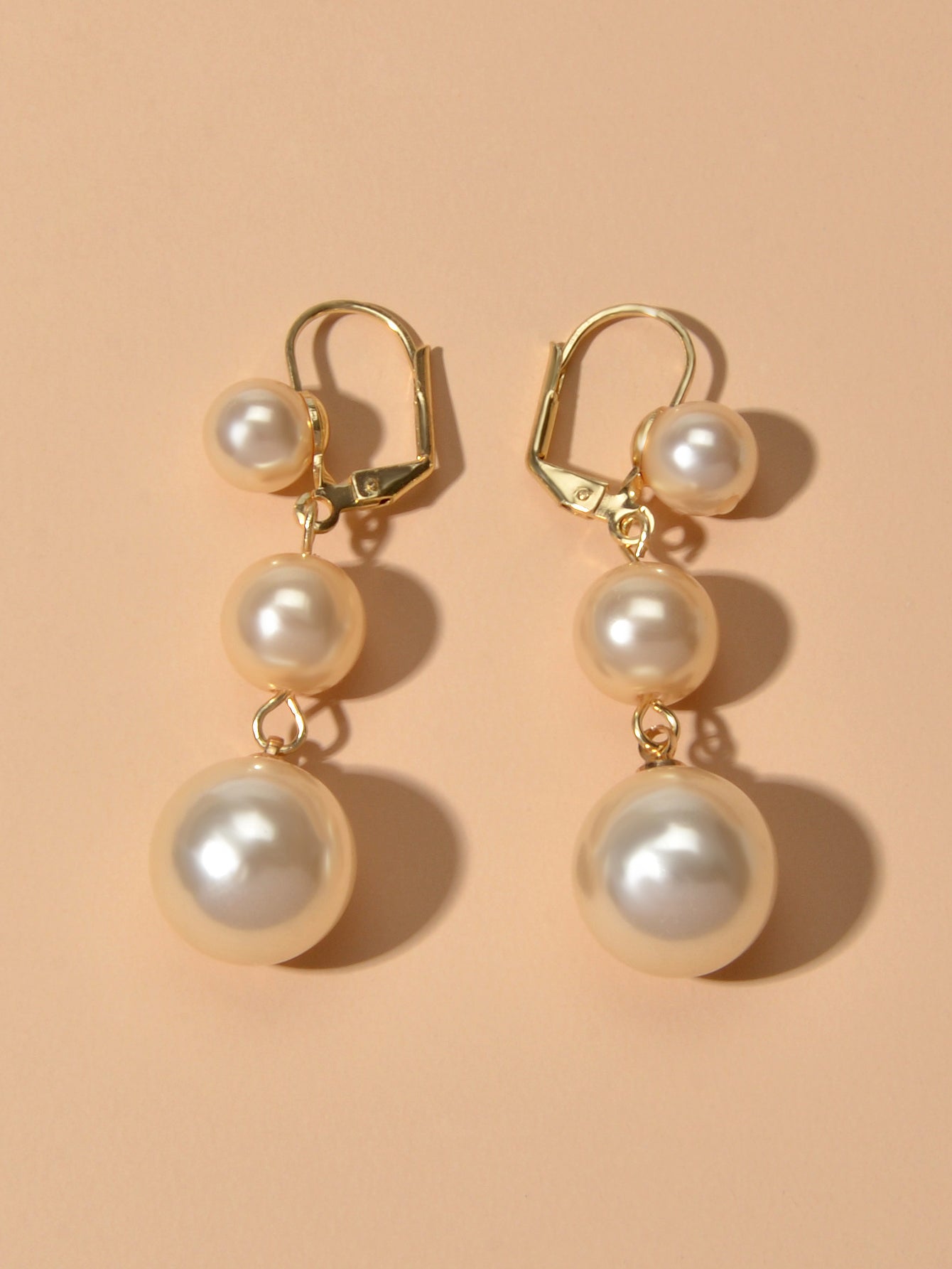 Faux Pearl Long Dangle Hoop Textured Earrings Wedding Party Retro Jewellery Gift-2