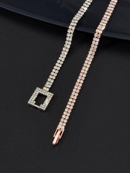 Shimmering Full Rhinestone Clasp Bracelet Elegant Sparkle Jewelry for Your Wrist-3