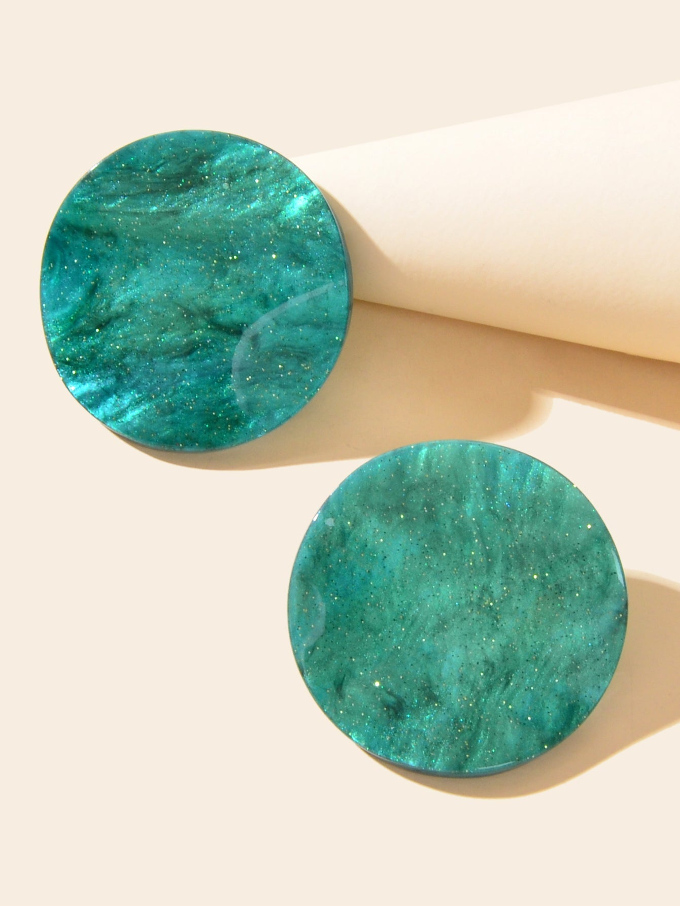 Green Statement Acrylic Stud Boho Lightweight 80s Round Earrings Holiday Jewelry-2