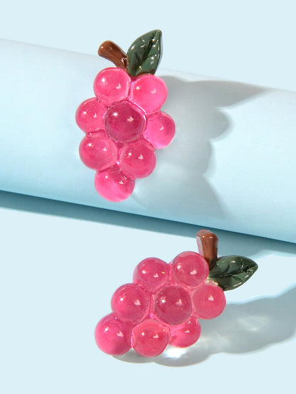 Lightweight Y2k Style Hotpink Grape Stud Hypoallergenic Resin Chic Earrings Gift-2