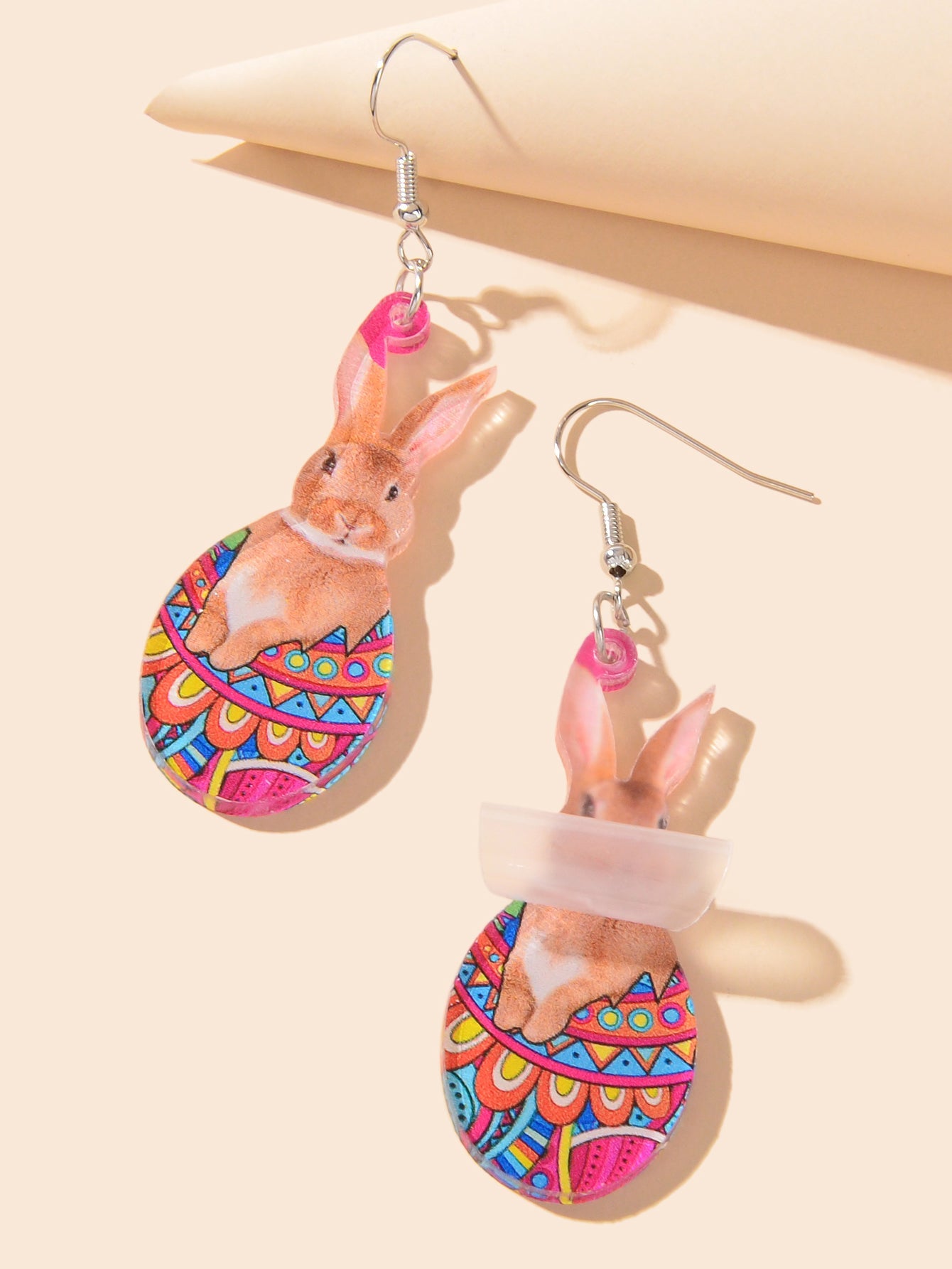Cute Cartoon Easter Bunny Rabbit Charm Dangling Earrings Funny Eggs Jewellery-2