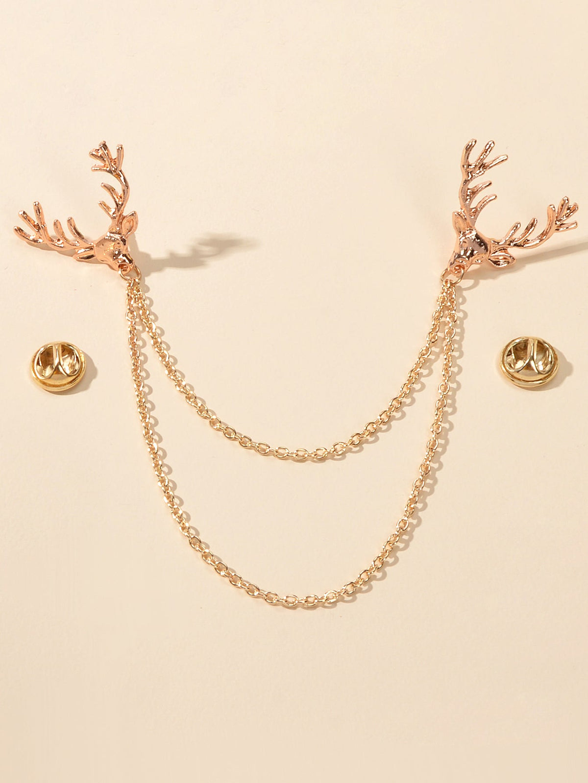 Christmas Reindeer Pin Badge with Chain Brooch Buckle Collar Deer Head Lapel Pin-2