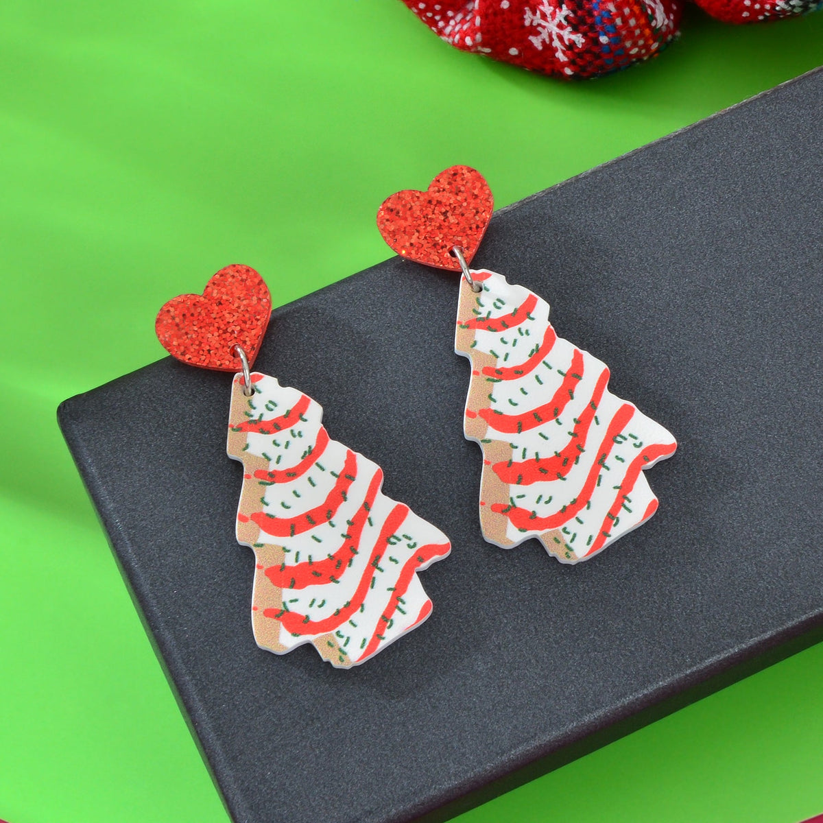 Festive Christmas Tree Pendant Dangle Earrings Dainty Seasonal Gifts for Girls-3