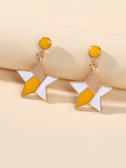 Female Jewellery Multi-colored Enamel Star Dangle Earrings Women Teen Girls Gift-2