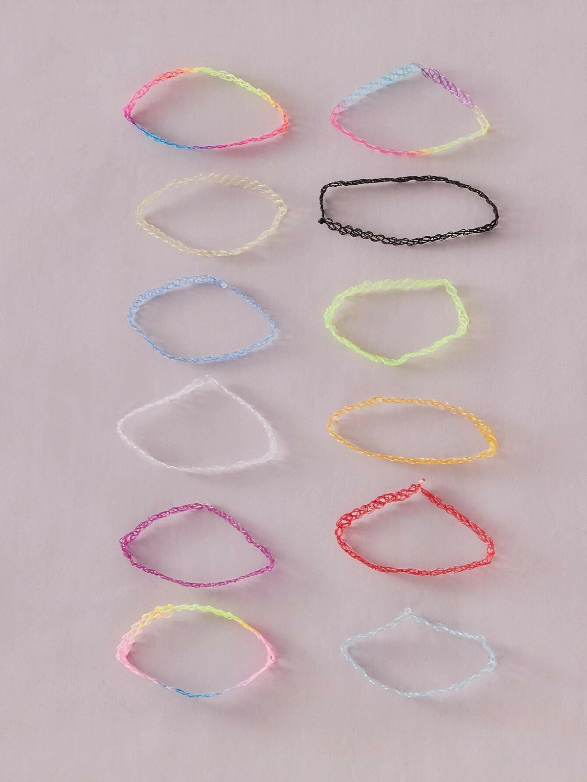 Multicolor 12pcs Set Elastic Boho 90s Tattoo Choker Retro Hippy Stretch Necklace-1