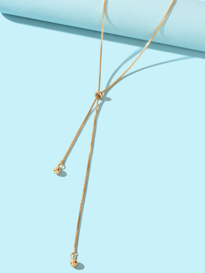 Gold Adjustable Trendy Y Drop Sliding Chain Necklace Women Minimalist Jewellery-2