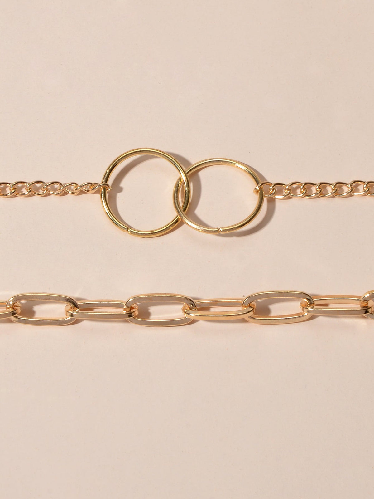 Punk Style 2 pcs Gold Chain Circle Pendant Necklace Wholesale Price Accessories-2
