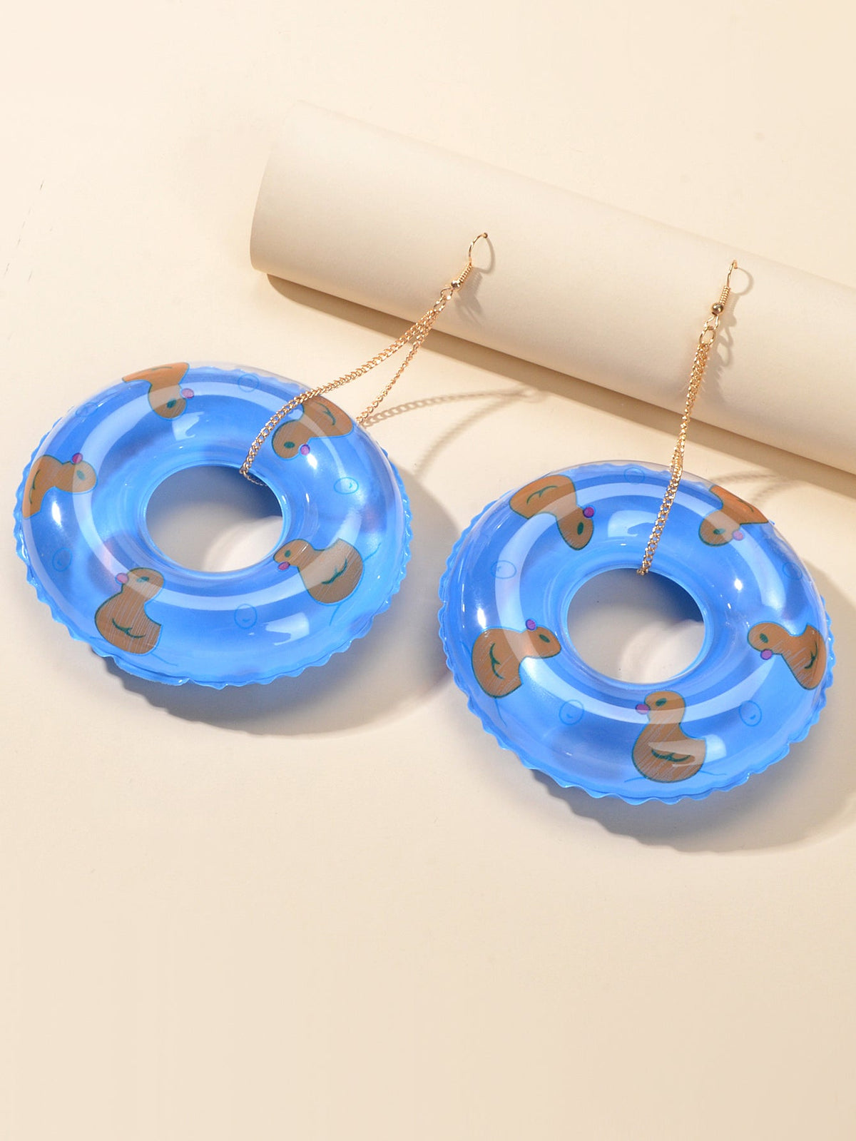 Large Lightweight Inflated Duck Duckling Swimming Ring Earrings Pool Party Gift-2