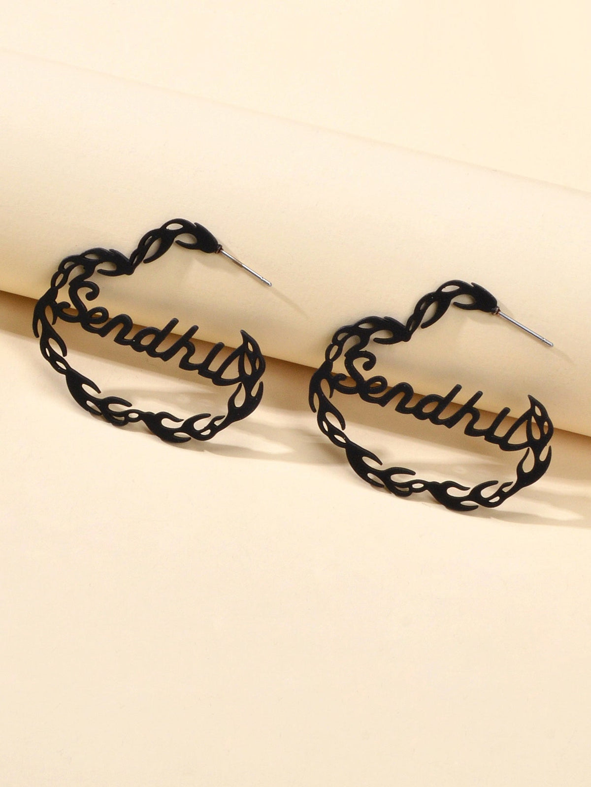 Goth Hip Hop Punk Style Black Hollow Heart Chunky Statement Stud Women Earrings-2