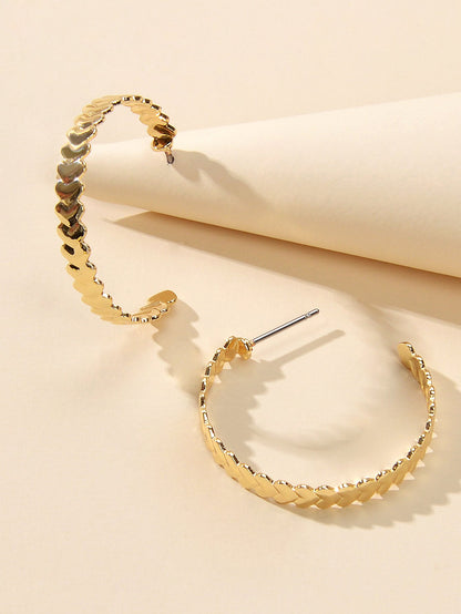 Punk Gold Silver Heart Circle Hoop Huggie Statement Unique Designer Earrings-2