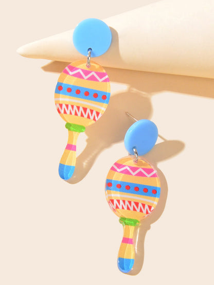 Y2k Style Sweet Colorful Geometric Pattern Acrylic Funny Bowling Dangle Earrings-2