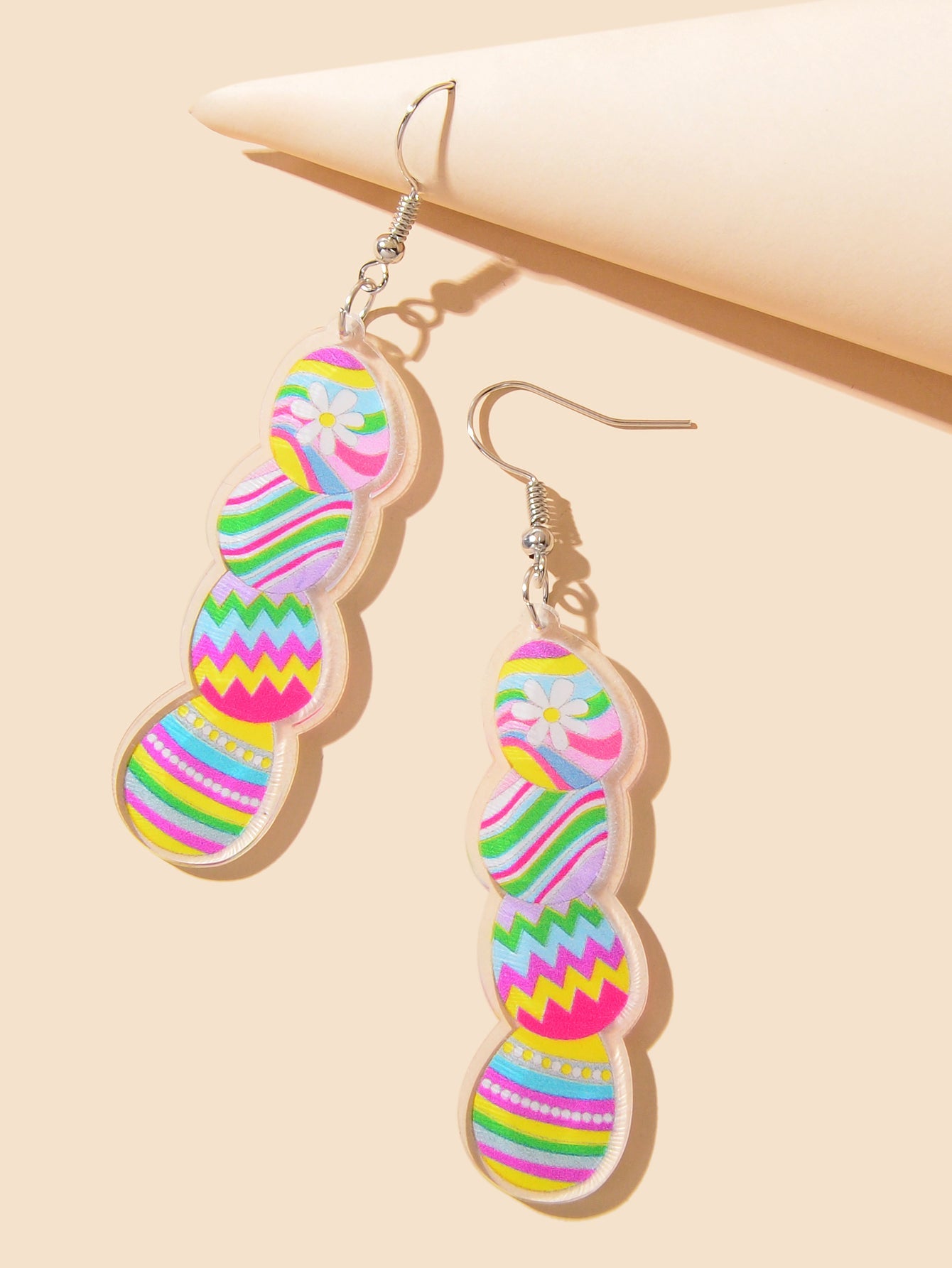 Long Colourful Easter Eggs Dangling Earrings Flower Bunny Jewellery Novelty Gift-2