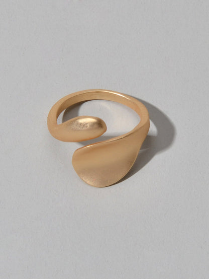 Female Minimalist Jewellery Gold Leaf Design Finger Ring Girl Wedding Party Band-2