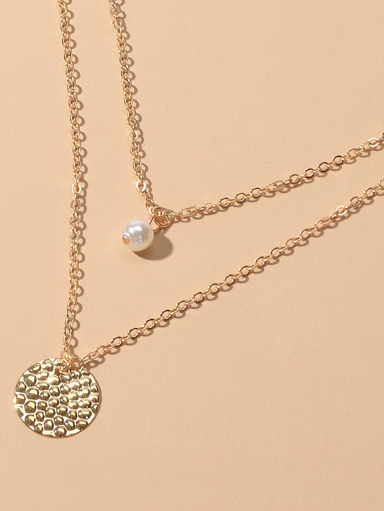 Gold Double Layered Chain Necklace Set with Face Profile Pendant Earrings Gift-3