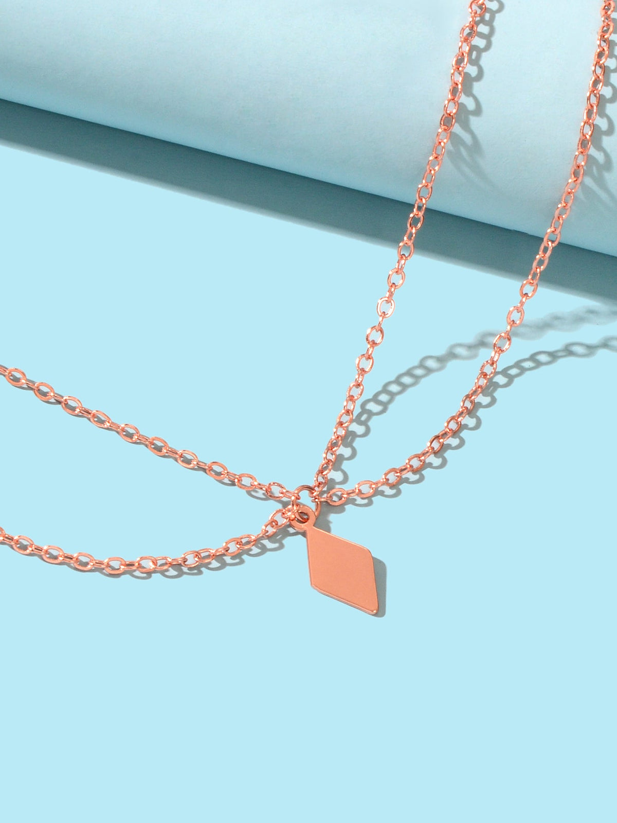 Bohemian Foot Beach Jewellery Double Layer Chain Rhombus Geometric Charm Anklet-3