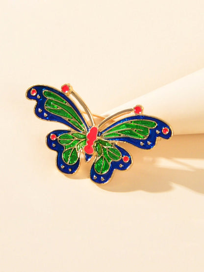 Beautiful Green Butterfly Pins Brooches Insect Safety Pin Lapel For Coat Scarf-2