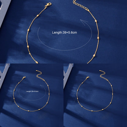 3 pcs Minimalist Jewelry Golden Beads Chain Collar Necklaces set Trendy Accessories-3