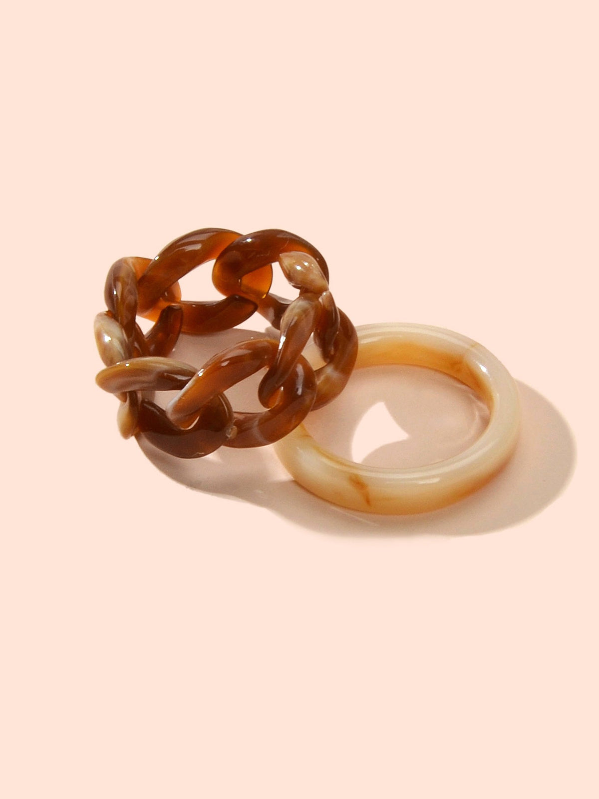 2pcs Trendy Jewelry Blue Brown Geometric Stackable Multiple Midi Finger Ring Set-2