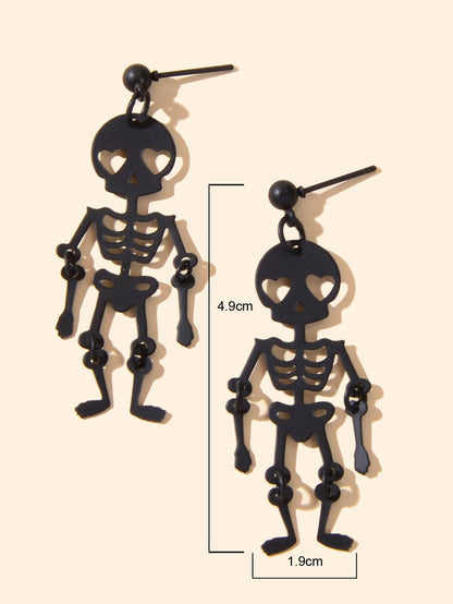 Black Skeleton Punk Party Earrings Gothic Hip Hop Jewellery Skull Bone Earrings-2