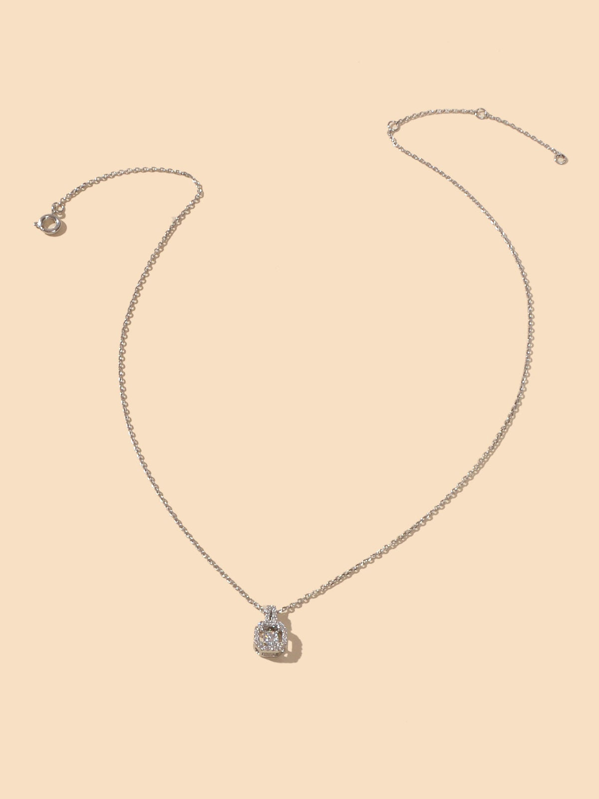 Perfect Wedding Engagement Jewellery Silver Chain Faux Zircon Square Necklace-2
