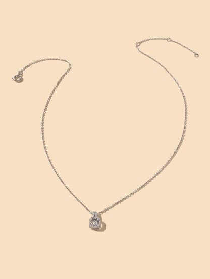 Perfect Wedding Engagement Jewellery Silver Chain Faux Zircon Square Necklace-2