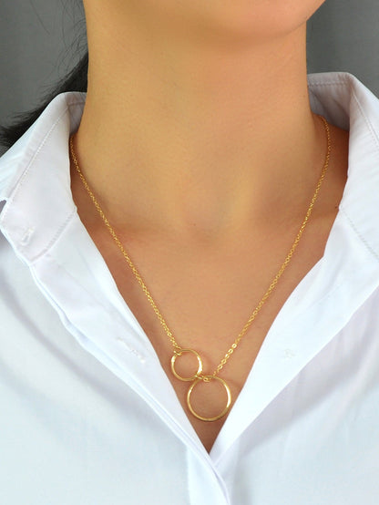 Minimalist Women Accessories Gold Silver Chain Circle Pendant Necklace for Party-0