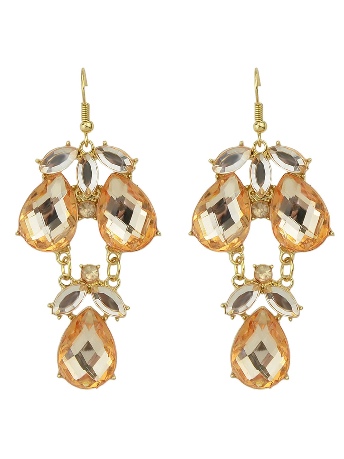 Female Jewelry Orange Black Acrylic Water Drop Flower Chandelier Retro Earrings-2