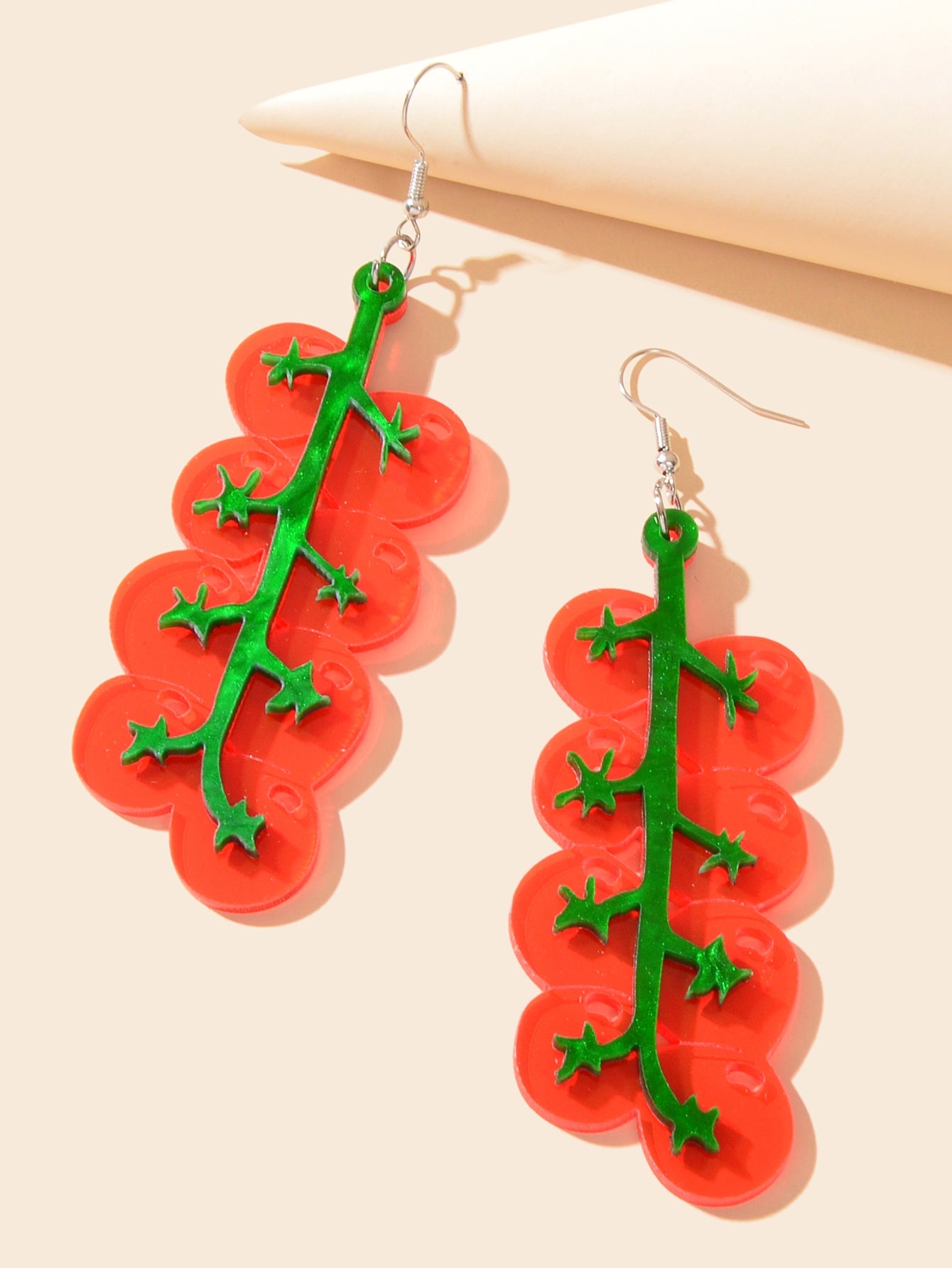 Red Acrylic Tomato Large Dangle Earrings Girl's Personality Creative Accessories-2