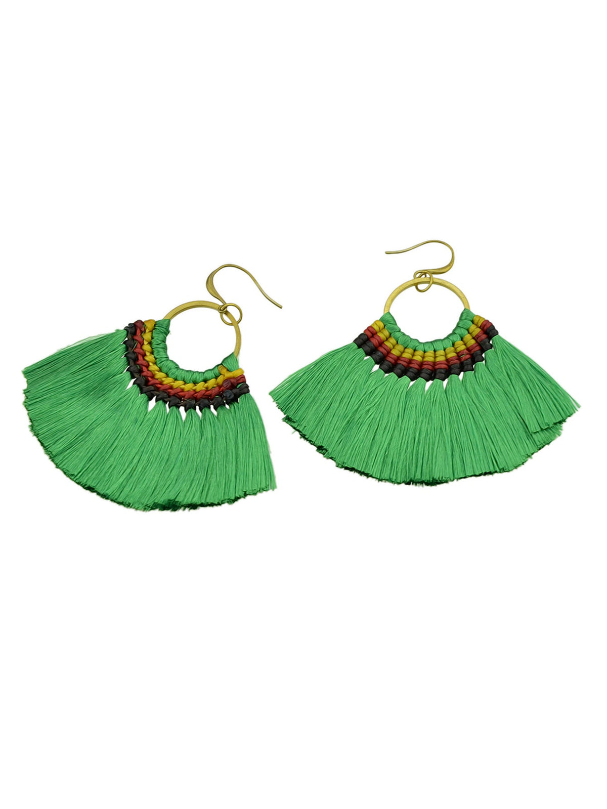 Ethnic Traditional Jewellery Colorful Tassel Fan Shape Dangle Bohemian Earrings-2