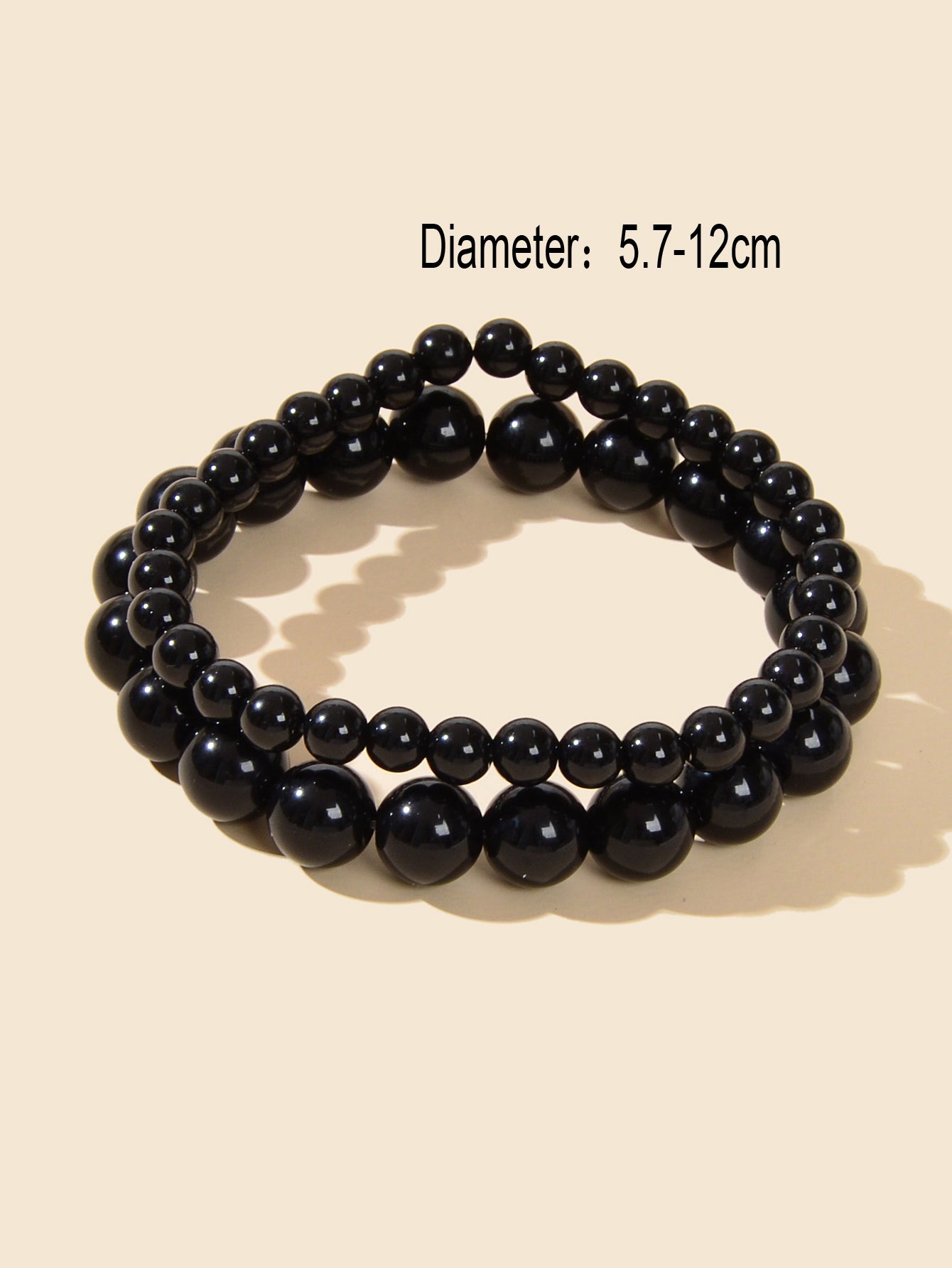 2pcs Traditional Ethnic Jewellery Handmade Black Beads Elastic Teenager Bracelet-2