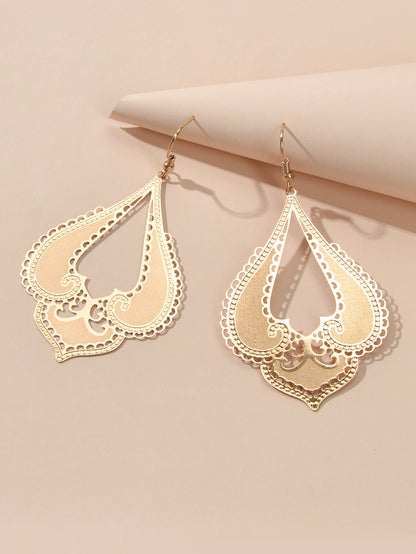 Retro Jewelry Gold Geometric Drop Chandelier Earring Wholesale Price Accessories-2