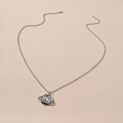 Goth HipHop Style Antique Silver Popcorn Chain Star Planet Pendant Punk Necklace-2