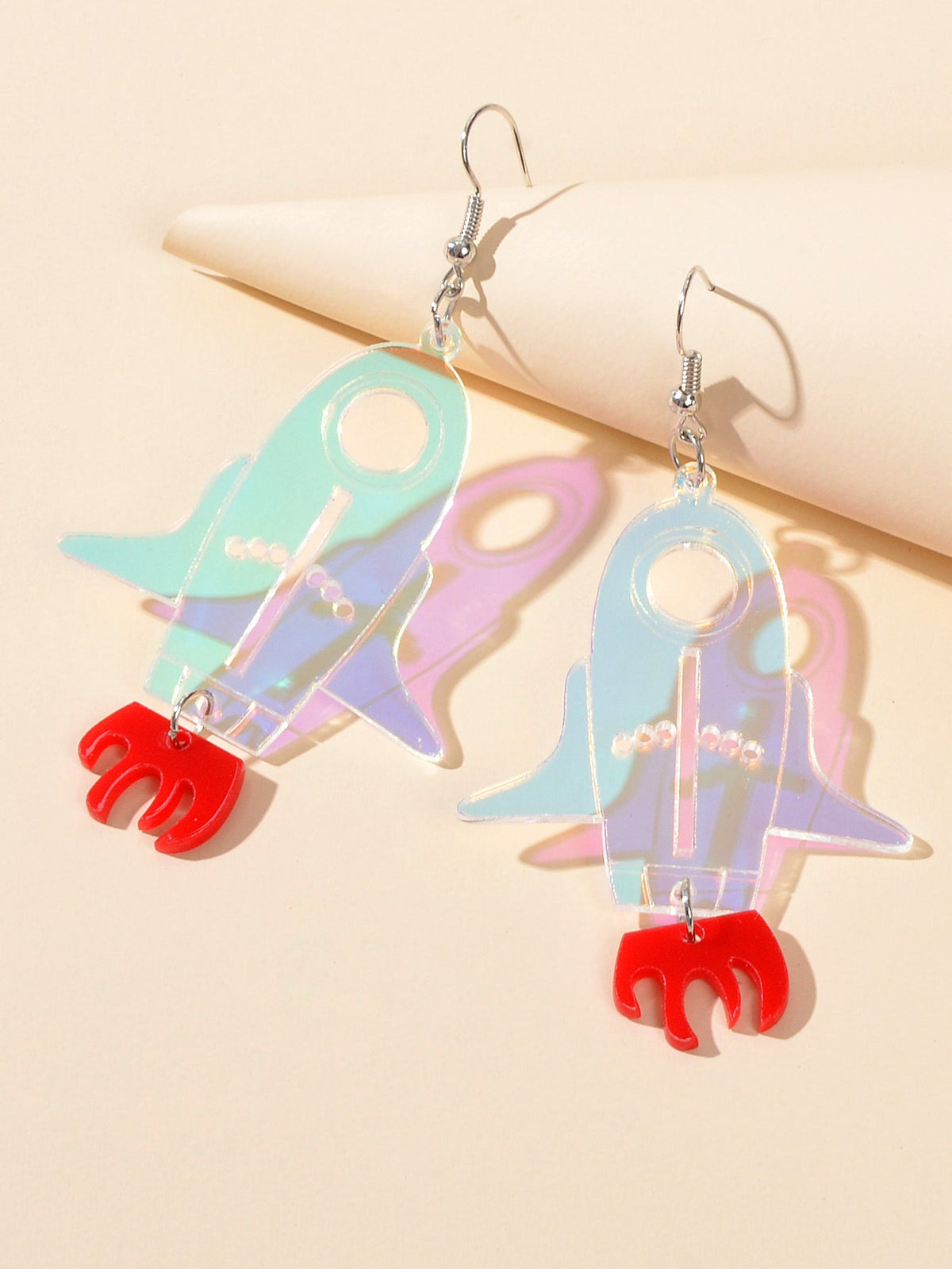 Designer Jewellery Multi-color Transparent Acrylic Rocket Dangle Trendy Earrings-2