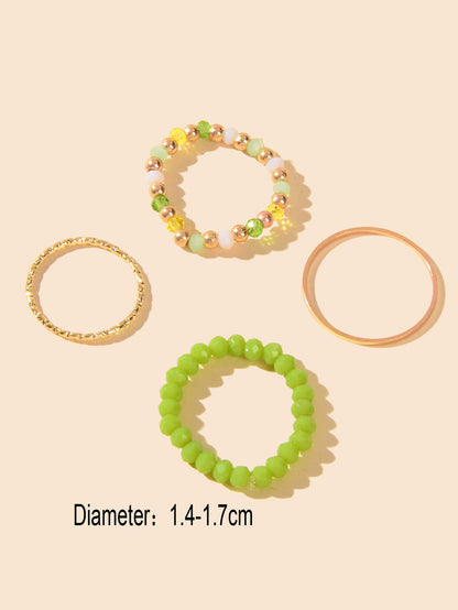 4 pcs Elastic Beads Toe Rings Band Open Boho Midi Tail Ring set Beach Jewellery-2