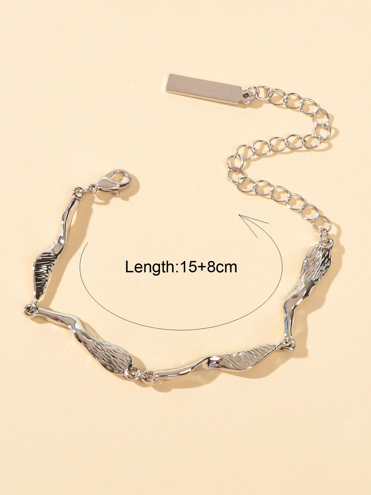 Designer Stylish Women Accessory Silver Metal Irregular Geometric Chain Bracelet-2