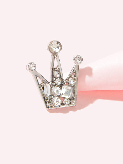 Tiara Crown Brooch Mini Rhinestone Sweater Scarves Collar Corsage Clasp Clips-2