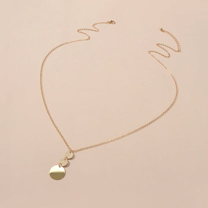 Unique Gold Chain Geometric Round Disc Minimalist Charm Necklace Trendy Jewelry