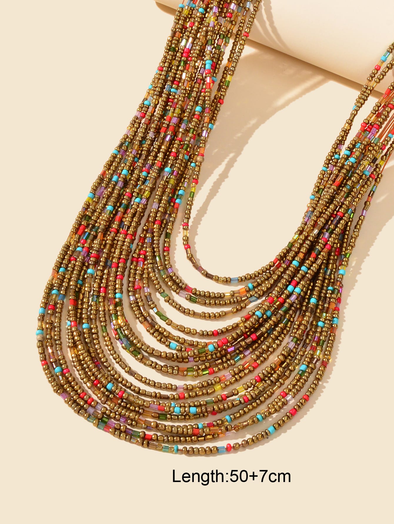 Colorful Seed Beads Multilayer Chunky Necklace Bold Jewelry-3